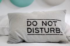 sleep Pillow with do not disturb written on it